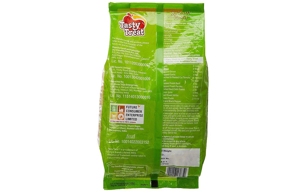 Tasty Treat Spiralli Pasta    Pack  500 grams